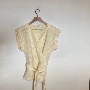Frame Denim Light Yellow Wrap Blouse